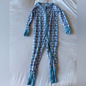 Little Sleepies Blue and White Rainbow Footie